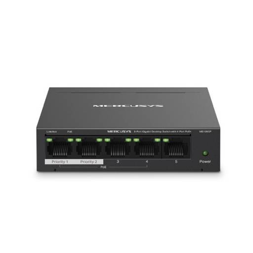 Switch MERCUSYS MS105GP | 5 Puertos RJ45 Gigabit (4 Puertos PoE+)